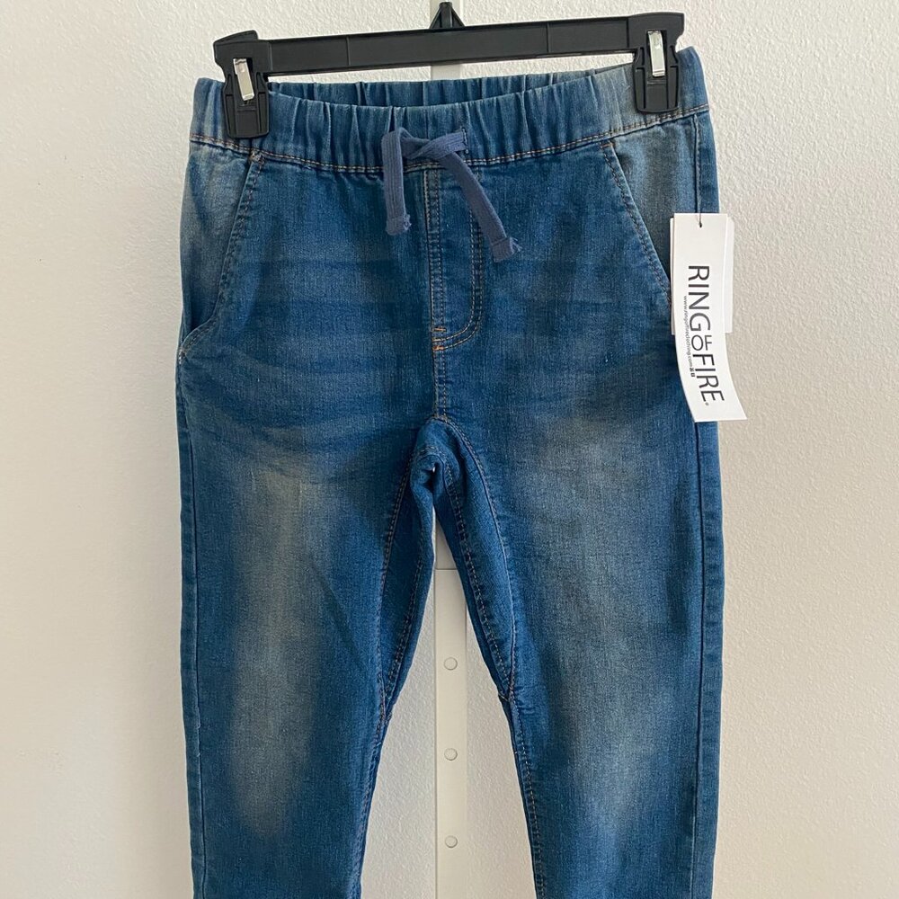 Ring of Fire Big Boys Denim Joggers Size Medium Elastic Drawstring Waist Pockets